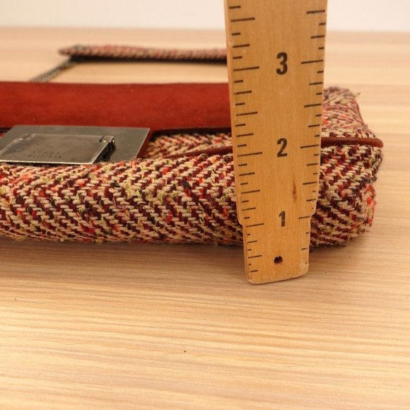 Tweed Bag Shoulder Hobo Handwoven Purse Chain Strap  Red STUART‎ WEITZMAN SPAIN - Picture 10 of 16